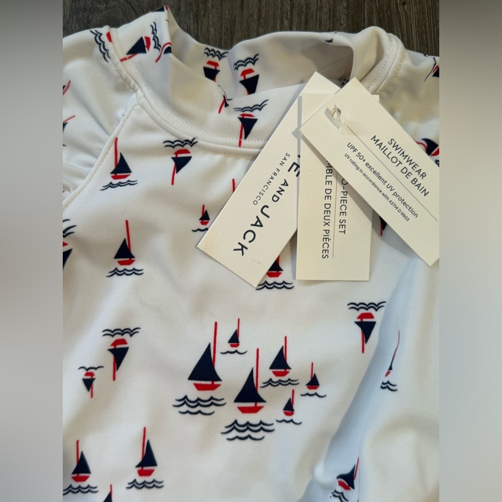 JANIE AND JACK SAILBOAT PRINT RASH GUARD SET NWT​ - Picture 5 of 8